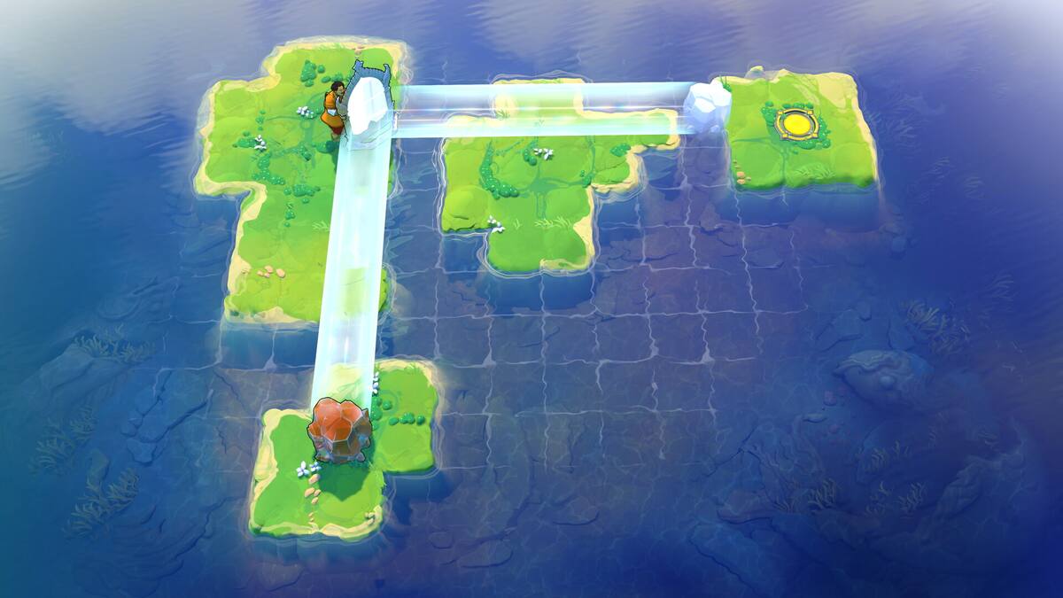 Order of the Sinking Star: small grass islands connected by a stone path over open water